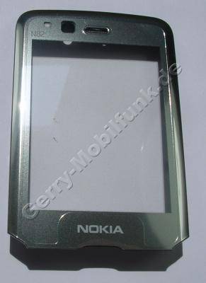 Displayscheibe silber Nokia N82 original Fenster vom Display mit Oberschale, A-Cover